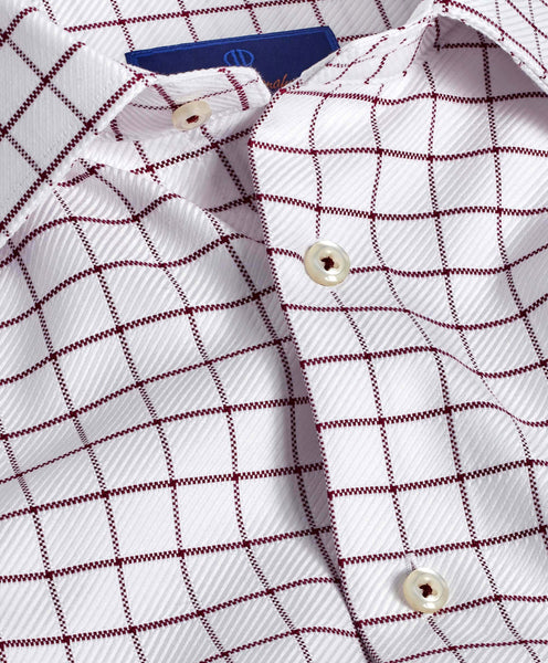 TBSP09814165 | White & Merlot Windowpane Check Dress Shirt