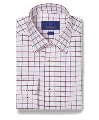 TBSP09814165 | White & Merlot Windowpane Check Dress Shirt