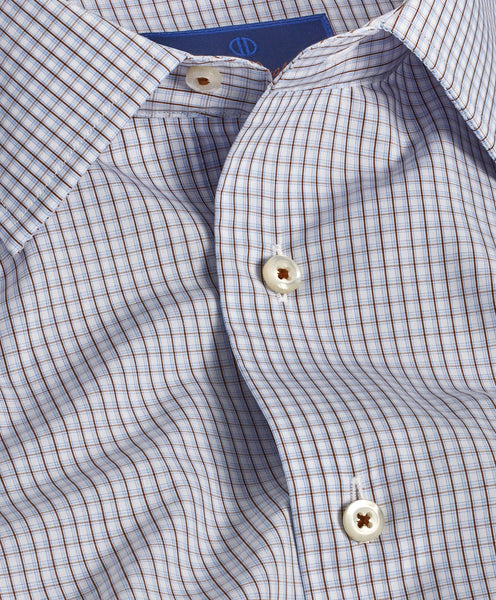 TBSP09816102 | White & Chocolate Micro Check Dress Shirt