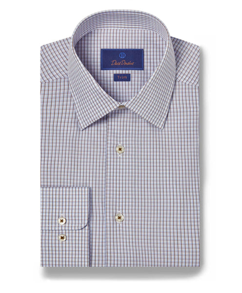 TBSP09816102 | White & Chocolate Micro Check Dress Shirt