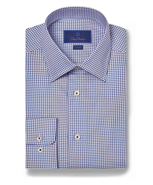 TBSP09851616 | Merlot & Sky Micro Basket Check Dress Shirt