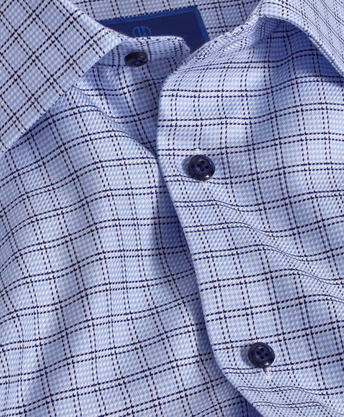 TBSP09852423 | Blue Herringbone Check Dress Shirt