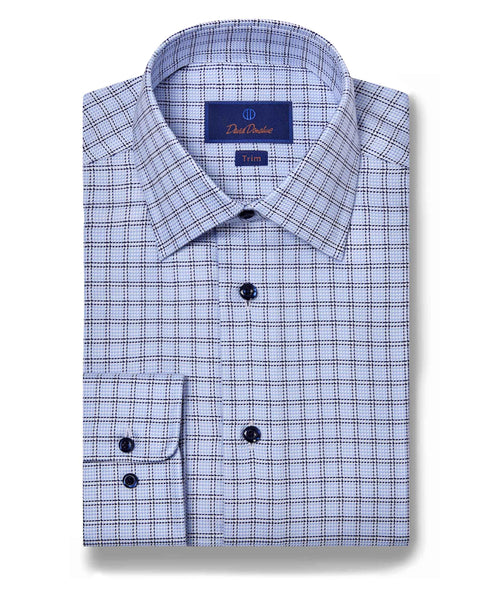 TBSP09852423 | Blue Herringbone Check Dress Shirt