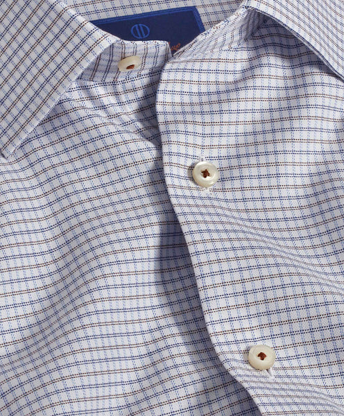 TBSP09859491 | Navy & Chocolate Grid Check Dress Shirt