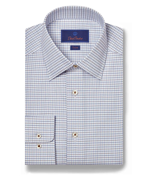 TBSP09859491 | Navy & Chocolate Grid Check Dress Shirt