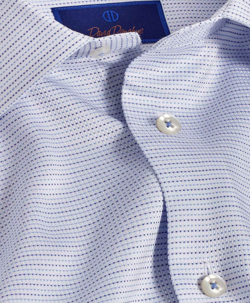 TBSP10006135 | White & Blue Micro Dobby Dot Dress Shirt