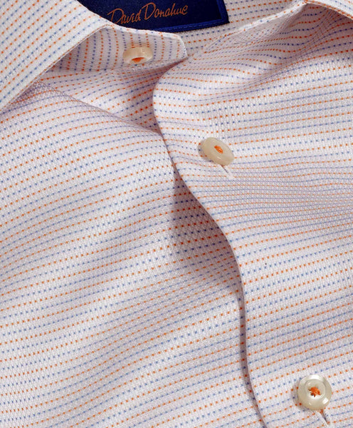 TBSP10006182 | Orange Micro Dobby Dot Dress Shirt