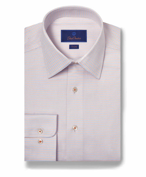 TBSP10006182 | Orange Micro Dobby Dot Dress Shirt