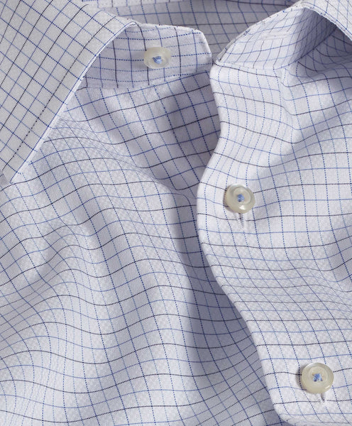 TBSP10804135 | White & Blue Tattersall Check Dress Shirt