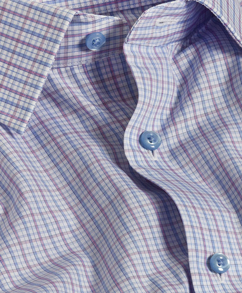 TBSP10808464 | Blue & Berry Poplin Check Dress Shirt