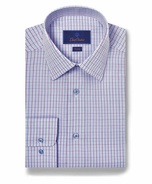 TBSP10808464 | Blue & Berry Poplin Check Dress Shirt