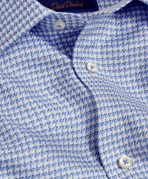 TBSP10809402 | Blue & Sky Textured Check Dress Shirt