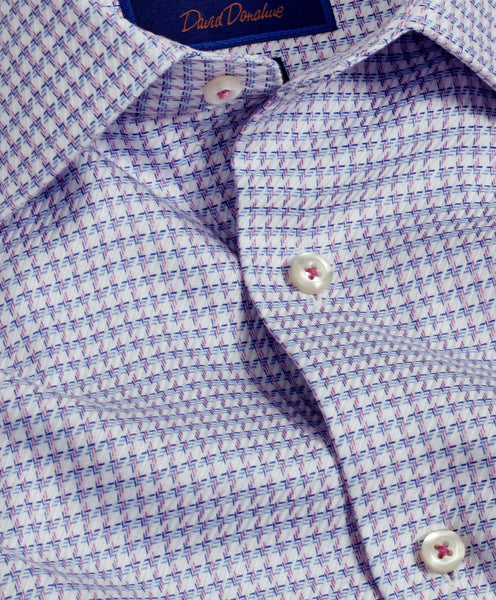 TBSP10809464 | Blue & Berry Textured Check Dress Shirt