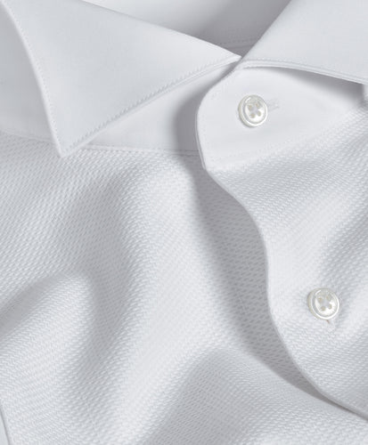 WB6110110 | Piqué Wing Collar French Cuff Formal Shirt - David Donahue