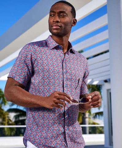 Short Sleeve Shirt with Pineapple Print in Navy – Report Collection