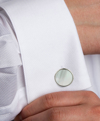 Gray and White Mother popular of Pearl Sterling Silver Cufflinks