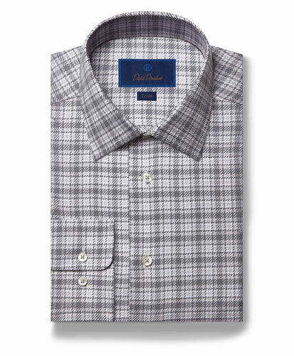 David Donahue Men's Trim-Fit Royal Oxford Dress Shirt